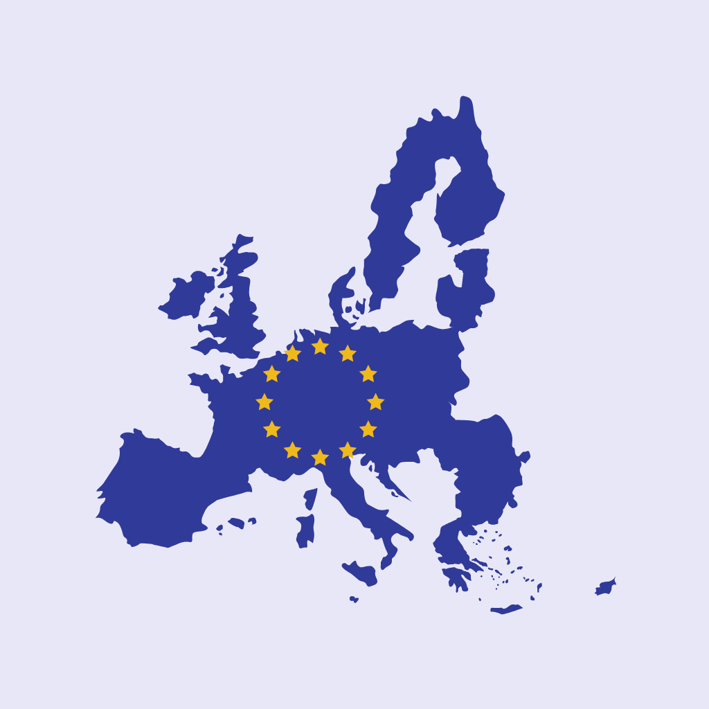 Europe map and flag